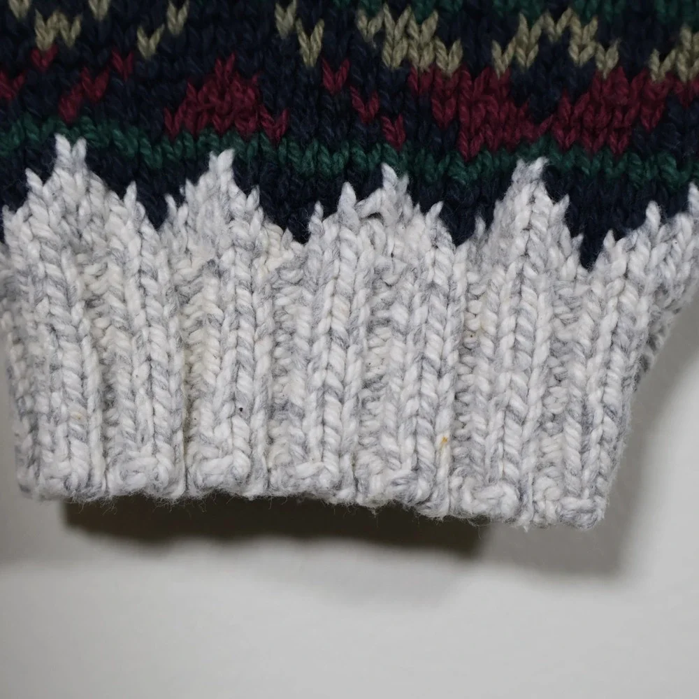 Vintage Great Lakes Recreation Geometric Chunky Knit‎ Sweater Men's XL 24x29